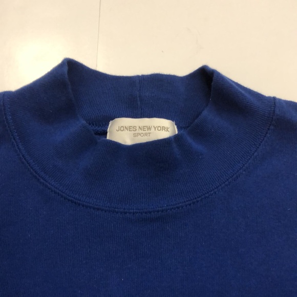 Jones New York XL mock neck Top Blue 100% cotton soft Excellent Condition - Picture 3 of 6